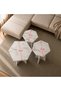 Zigon Coffee Table, Mushroom Hexagonal 3-Piece Zigon Coffee Table, Center Table Set, White Marble Top - 3