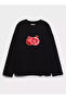 100% Cotton Oversize Fit Pomegranate Printed - Crew Neck Long Sleeve T-Shirt
