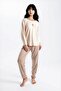 Women's Ecru Study Cafe Looks Patched Pajama Set