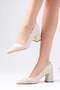 Whitney Beige Color Block Heeled Women's High Heels - 6