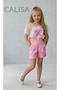 Girl's White Shirt Pink Shorts Buckle Combination Suit Eid Clothing - 2