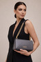 Gray Patent Leather Chain Detail Women's Shoulder Bag |   Gray Mt1451