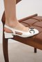 Dita White Color Open Back Women's Short Heeled Shoes with Buckle Accessories - 3