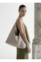 Mink White Polka Dot Fabric Tote Bag - Large Size - Waterproof Fabric - Women's Handbag and Shoulder Bag