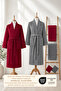 Eldy Striped Bathrobe Set Family Set, 6 Pieces, 100% Cotton Certified Şalyaka Bathrobe Dowry Set - 4