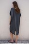Cotton Navy Blue V-Neck Dress - 4