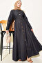 Women's Belted Long Denim Dress 2595 - Navy Blue