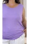 Stone Embellished Detail Circular Neckline Japanese Sleeves (Sleeveless) 2Nd Thread Fabric Extra Large Size Blouse - 2