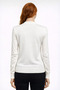 Ecru Half-Throat Knit Sweater with Scarf Detail - 2