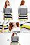 Black and White Striped Neon Green Striped Boat Neck Knit Sweater - 7