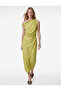 X Melis Ağazat - Sleeveless Asymmetrical Collar Off-The-Shoulder Long Dress with Accessories