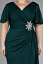 Emerald Green Short Sleeve Slit Long Glittery Plus Size Evening Dress ABU39790 - 3
