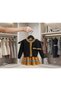 Girl's Crew Neck Knitwear Cardigan Striped Skirt Beret 3-Piece Set - 5