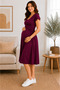 95% Viscose Short Sleeve Midi Dress for Pregnant and Postpartum Mothers with Breastfeeding Feature - 2