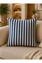 Sea-Themed 4-Piece Decorative Throw Pillow Cover and Runner Set with Blue Stripes and Shell Pattern - 2