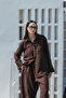 Multi-Button Striped Textured Shirt Brown