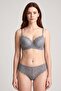 Women's Gray Floral Lace Supported Bra Set