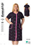 Women's Plus Size 100% Cotton Combed Fabric Zippered Summer Dress / Black-Pink 4099