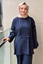 Three-Button Detailed Slit Tunic Trouser Set - 3