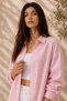 Women's Pink Muslin Oversize Casual Cut Buttoned Shirt - 7