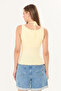 Yellow Colorless, Double Layered, Square Neckline, Lace Detailed, Ultra Soft 95% Natural Viscose Full Stretch Undershirt - 6