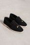 Lupy Women's Black Suede Loafer Shoes with Gold Accessories Orthopedic Comfortable Sole Casual Ballet Flats - 3