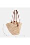 Amelie Tan Women's Leather Detailed Straw Shoulder Bag - 5