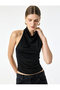 Glittery Collar Sleeveless Evening Dress Blouse - 2