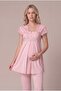 Women's Powder Lace Maternity Pajama Set with Breastfeeding Features and Adjustable Elasticated Dressing Gown - 5