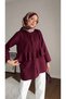 Women's Alerli Seyyar Belt Pack Poplin Shirt Tunic - Claret Red