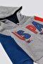 U.S. Polo Assn Gray Melange Garnished Sleeve Detail Baby 3 Piece Set - 5