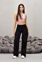Black Cargo Pocketed Stretch Fabric High Waist Wide Leg Trousers - 7