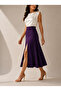 Purple Slitted Bol Cut Woven Skirt - 2