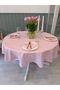 Royal Linen Textured Glitter Round Tablecloth Pink - 2