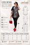 Black Tunic Leggings Set Viscose Fabric Digital Printed Stone Detail Large Size C6005 - 2