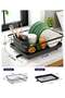 Kitchen Dish Drainer Drying Rack with Detachable Drip Tray & Cutlery Holder – Black - 2