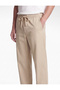Cotton-Linen Blend Pants with Pockets, Elastic Waist and Lace-Up Detail - 3