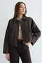 Zippered Oversized Denim Jacket