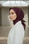 100% Twill Silk Monogram Patterned Wine Colored 90X90 Scarf Sewing Shape: Hand Sewing - 5