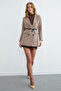 Belted Double-Breasted Collared Buttoned Jacket - 7