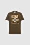 Men's Dark Khaki Regular Fit Crew Neck T-Shirt 50327174-Vr111 - 7