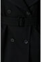 Siyah Kruvaze Trench Coat - 8