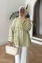 Black Striped Balloon Sleeve Shirt Yellow
