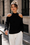 Women's Black Off-The-Shoulder Knitwear Sweater - 3