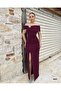 Strapless Collar Stone Detailed Slit Dress Light Purple 583211