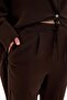 Pleated Front Crepe Trousers Brown - 4