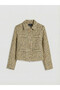 Green Shirt Collar Plaid Women's Tweed Jacket - 5