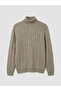 Southblue Beige Hair Braid Patterned Wool Blend Knitwear Men's Sweater - 5