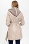 Beige Julia Knitwear Hooded Belted Genuine Women's Leather Coat - 4
