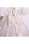 Girl's Sequined Waist Drawstring Ribbon Detailed Evening Dress 2-5 Years Old White - 4